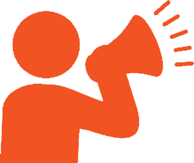 orange icon of person shouting